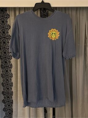 Blue Grey Hippie Graphic Tee Yin Yang Sun